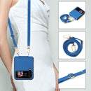 For Samsung Galaxy Z Flip4 5G Straw Mat Texture Lanyard Phone Case(Blue)