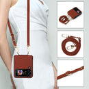For Samsung Galaxy Z Flip4 5G Straw Mat Texture Lanyard Phone Case(Brown)
