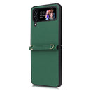 For Samsung Galaxy Z Flip4 5G Straw Mat Texture Lanyard Phone Case(Green)