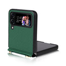 For Samsung Galaxy Z Flip4 5G Straw Mat Texture Lanyard Phone Case(Green)