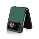 For Samsung Galaxy Z Flip4 5G Straw Mat Texture Lanyard Phone Case(Green)