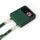 For Samsung Galaxy Z Flip4 5G Straw Mat Texture Lanyard Phone Case(Green)