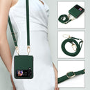 For Samsung Galaxy Z Flip4 5G Straw Mat Texture Lanyard Phone Case(Green)