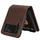 For Samsung Galaxy Z Flip4 5G Skin-feeling Half-split External Card Slot Folding Phone Case(Brown)