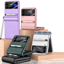 For Samsung Galaxy Z Flip4 GKK Magnetic Full Coverage Phone Flip Case with Pen(Matcha Green)