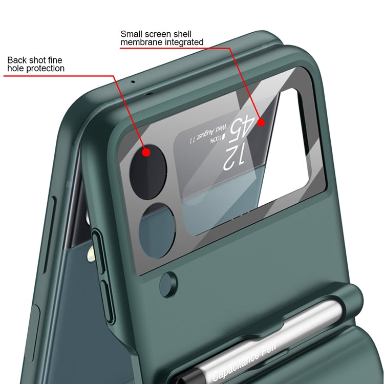 For Samsung Galaxy Z Flip4 GKK Magnetic Full Coverage Phone Flip Case with Pen(Dark Red)