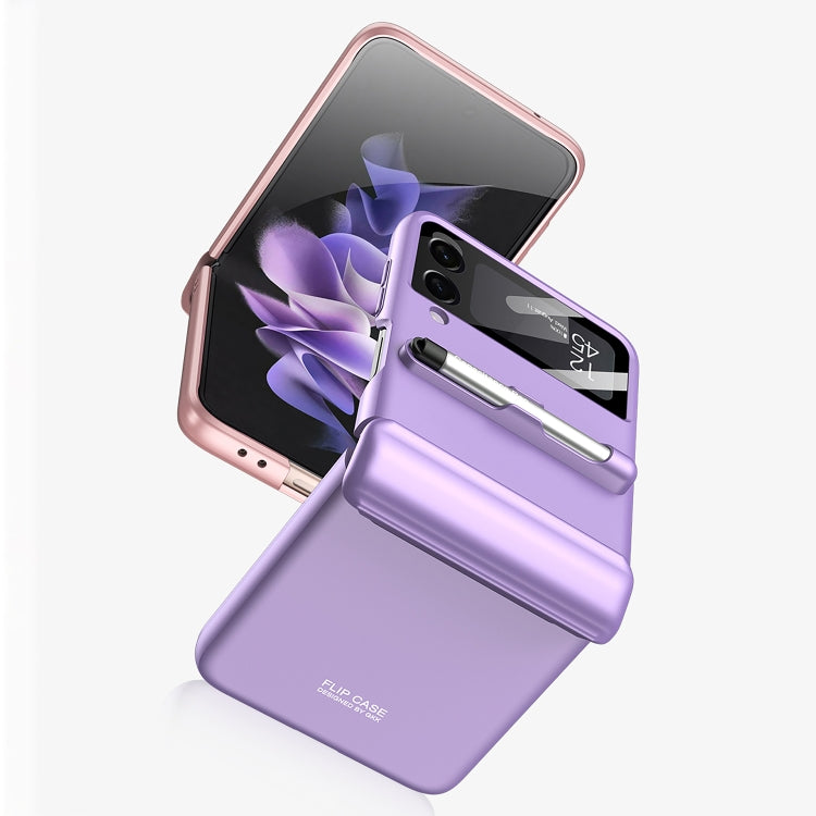 For Samsung Galaxy Z Flip4 GKK Magnetic Full Coverage Phone Flip Case with Pen(Purple)