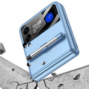 For Samsung Galaxy Z Flip4 GKK Magnetic Full Coverage Phone Flip Case with Pen(Silver)