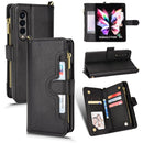 For Samsung Galaxy Z Fold4 5G Litchi Texture Zipper Leather Phone Case(Black)