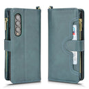 For Samsung Galaxy Z Fold4 5G Litchi Texture Zipper Leather Phone Case(Blue)