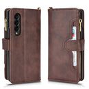 For Samsung Galaxy Z Fold4 5G Litchi Texture Zipper Leather Phone Case(Brown)