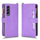 For Samsung Galaxy Z Fold4 5G Litchi Texture Zipper Leather Phone Case(Purple)