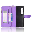For Samsung Galaxy Z Fold4 5G Litchi Texture Zipper Leather Phone Case(Purple)