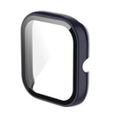 For Amazfit Bip U / Bip U Pro / Pop / Pop Pro PC + Tempered Glass Integrated Protective Watch Case(Ink Blue)