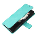 For Samsung Galaxy Z Fold4 Lambskin Flip Leather Phone Case with Pen Slot(Mint Blue)