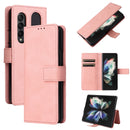 For Samsung Galaxy Z Fold4 Lambskin Flip Leather Phone Case with Pen Slot(Pink)