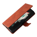 For Samsung Galaxy Z Fold4 Lambskin Flip Leather Phone Case with Pen Slot(Brown)