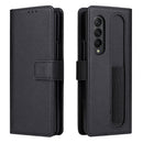 For Samsung Galaxy Z Fold4 Lambskin Flip Leather Phone Case with Pen Slot(Black)
