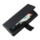 For Samsung Galaxy Z Fold4 Lambskin Flip Leather Phone Case with Pen Slot(Black)