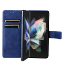 For Samsung Galaxy Z Fold4 Lambskin Flip Leather Phone Case with Pen Slot(Royal Blue)