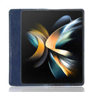 For Samsung Galaxy Z Fold4 5G Magnetic Buckle Retro Texture Leather Phone Case(Blue)