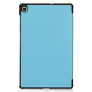 For Galaxy Tab S6 Lite 10.4 inch Custer Pattern Pure Color Horizontal Flip Leather Case with Three-folding Holder(Sky Blue)
