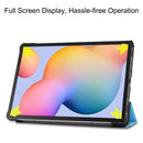 For Galaxy Tab S6 Lite 10.4 inch Custer Pattern Pure Color Horizontal Flip Leather Case with Three-folding Holder(Sky Blue)