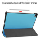 For Galaxy Tab S6 Lite 10.4 inch Custer Pattern Pure Color Horizontal Flip Leather Case with Three-folding Holder(Sky Blue)
