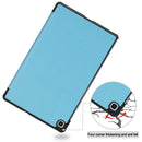 For Galaxy Tab S6 Lite 10.4 inch Custer Pattern Pure Color Horizontal Flip Leather Case with Three-folding Holder(Sky Blue)