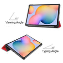 For Galaxy Tab S6 Lite 10.4 inch Custer Pattern Pure Color Horizontal Flip Leather Case with Three-folding Holder(Red)
