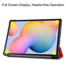For Galaxy Tab S6 Lite 10.4 inch Custer Pattern Pure Color Horizontal Flip Leather Case with Three-folding Holder(Red)