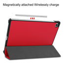 For Galaxy Tab S6 Lite 10.4 inch Custer Pattern Pure Color Horizontal Flip Leather Case with Three-folding Holder(Red)