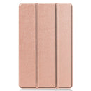 For Galaxy Tab S6 Lite 10.4 inch Custer Pattern Pure Color Horizontal Flip Leather Case with Three-folding Holder(Rose Gold)