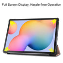 For Galaxy Tab S6 Lite 10.4 inch Custer Pattern Pure Color Horizontal Flip Leather Case with Three-folding Holder(Rose Gold)