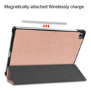 For Galaxy Tab S6 Lite 10.4 inch Custer Pattern Pure Color Horizontal Flip Leather Case with Three-folding Holder(Rose Gold)