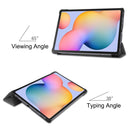 For Galaxy Tab S6 Lite 10.4 inch Custer Pattern Pure Color Horizontal Flip Leather Case with Three-folding Holder(Grey)