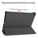 For Galaxy Tab S6 Lite 10.4 inch Custer Pattern Pure Color Horizontal Flip Leather Case with Three-folding Holder(Grey)