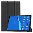 For Lenovo M10 Plus TB-X606F Custer Pattern Pure Color Horizontal Flip Leather Case with Three-folding Holder & Sleep / Wake-up Function(Black)