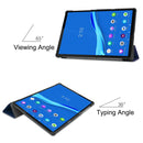For Lenovo M10 Plus TB-X606F Custer Pattern Pure Color Horizontal Flip Leather Case with Three-folding Holder & Sleep / Wake-up Function(Blue)