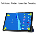 For Lenovo M10 Plus TB-X606F Custer Pattern Pure Color Horizontal Flip Leather Case with Three-folding Holder & Sleep / Wake-up Function(Blue)