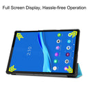 For Lenovo M10 Plus TB-X606F Custer Pattern Pure Color Horizontal Flip Leather Case with Three-folding Holder & Sleep / Wake-up Function(Sky Blue)