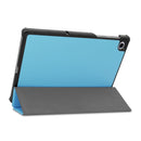 For Lenovo M10 Plus TB-X606F Custer Pattern Pure Color Horizontal Flip Leather Case with Three-folding Holder & Sleep / Wake-up Function(Sky Blue)