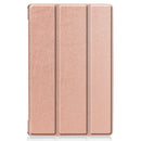 For Lenovo M10 Plus TB-X606F Custer Pattern Pure Color Horizontal Flip Leather Case with Three-folding Holder & Sleep / Wake-up Function(Rose Gold)