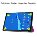 For Lenovo M10 Plus TB-X606F Custer Pattern Pure Color Horizontal Flip Leather Case with Three-folding Holder & Sleep / Wake-up Function(Purple)
