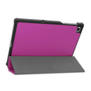 For Lenovo M10 Plus TB-X606F Custer Pattern Pure Color Horizontal Flip Leather Case with Three-folding Holder & Sleep / Wake-up Function(Purple)