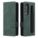 For Samsung Galaxy Z Fold4 5G Detachable Leather Folding Phone Case(Dark Green)