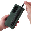 For Samsung Galaxy Z Fold4 5G Detachable Leather Folding Phone Case(Dark Green)
