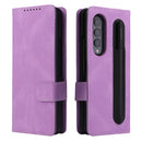 For Samsung Galaxy Z Fold4 5G Detachable Leather Folding Phone Case(Purple)