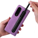 For Samsung Galaxy Z Fold4 5G Detachable Leather Folding Phone Case(Purple)