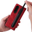 For Samsung Galaxy Z Fold4 5G Detachable Leather Folding Phone Case(Red)